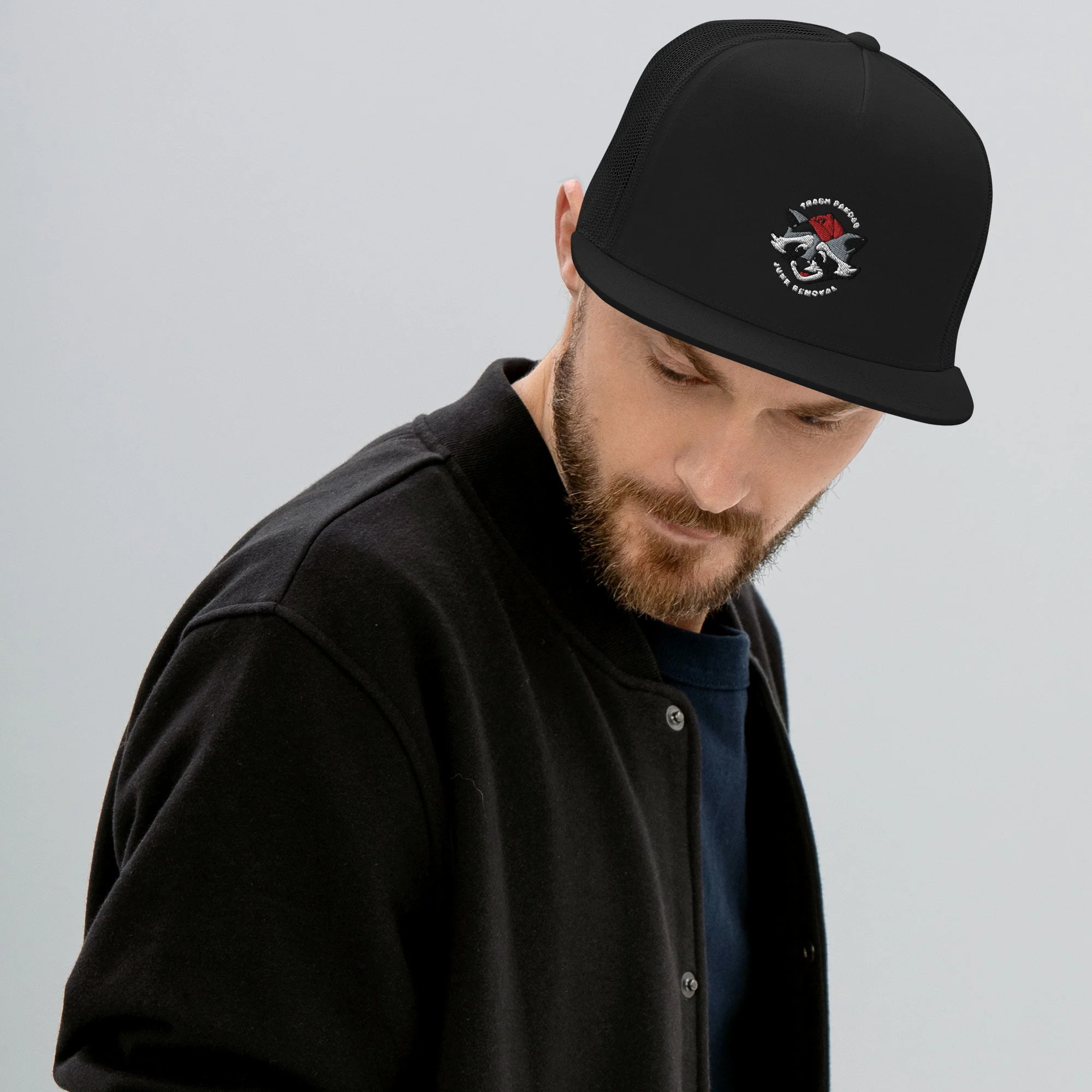 5-panel-trucker-cap-black-front-63e3f45332717jpg | Greatest Of All Tees | GOAT