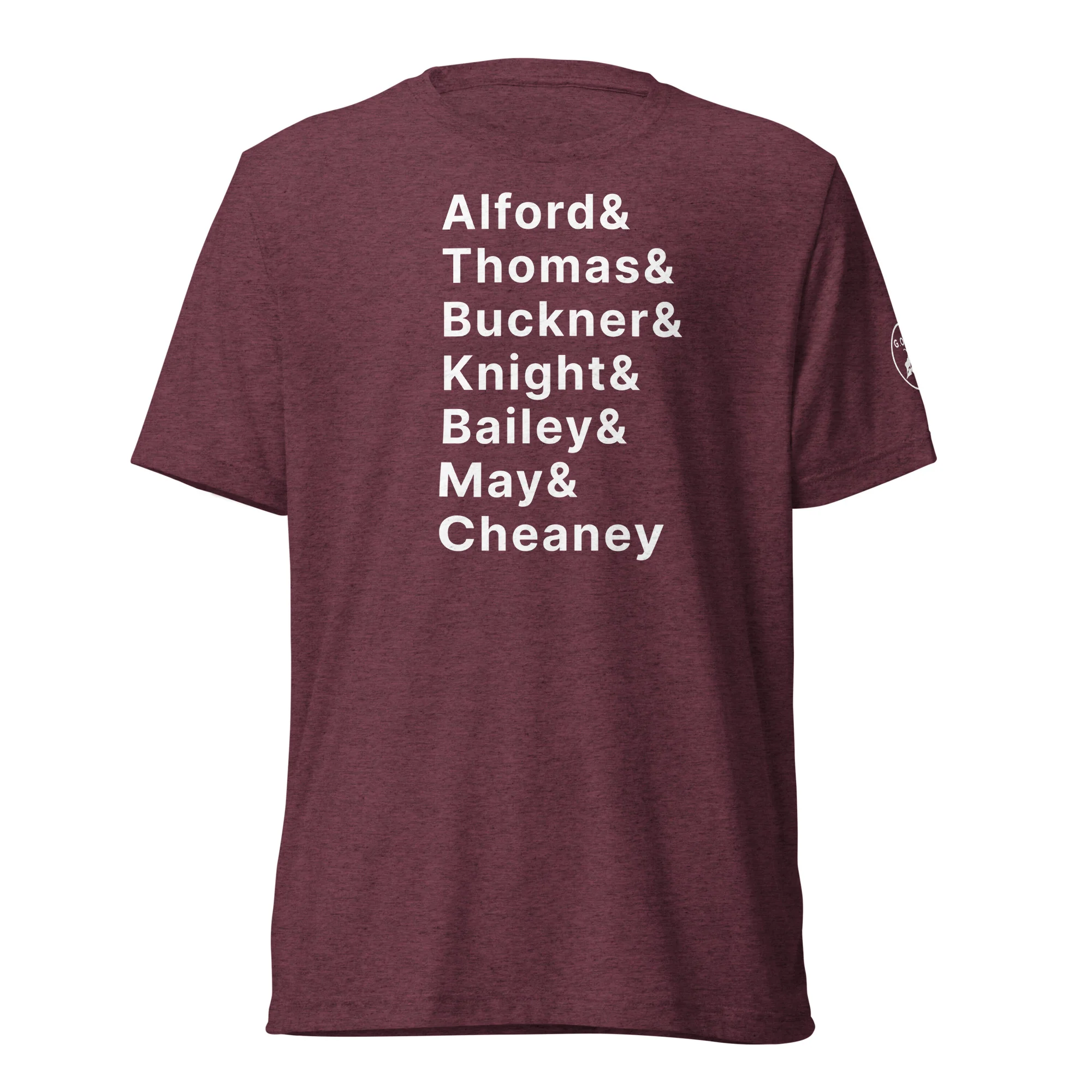 unisex-tri-blend-t-shirt-maroon-triblend-front-6487515f8e1efjpg | Greatest Of All Tees | GOAT
