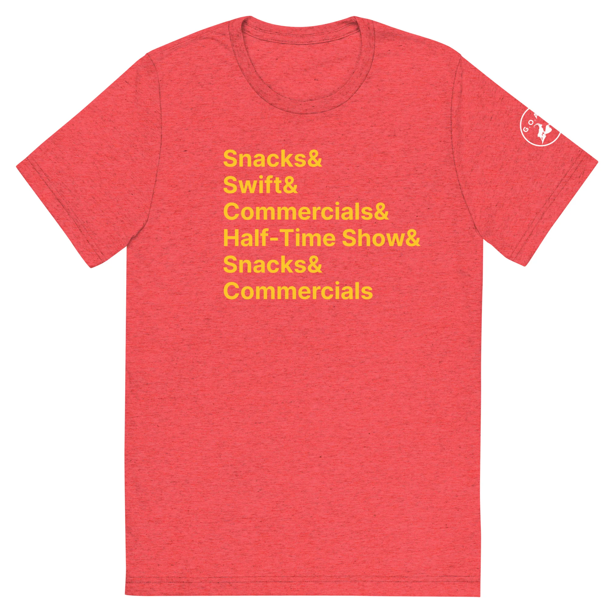unisex-tri-blend-t-shirt-red-triblend-front-65b93a66587c2jpg | Greatest Of All Tees | GOAT