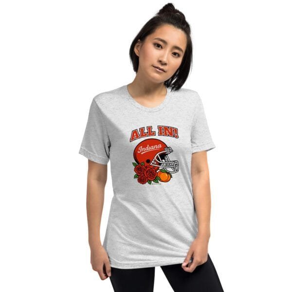 All In Indiana Football Helmet Rose and Peach Tee