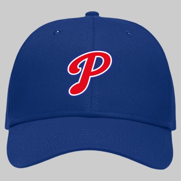 Blue-Baseball-Cap-w-red-P | Greatest Of All Tees | GOAT