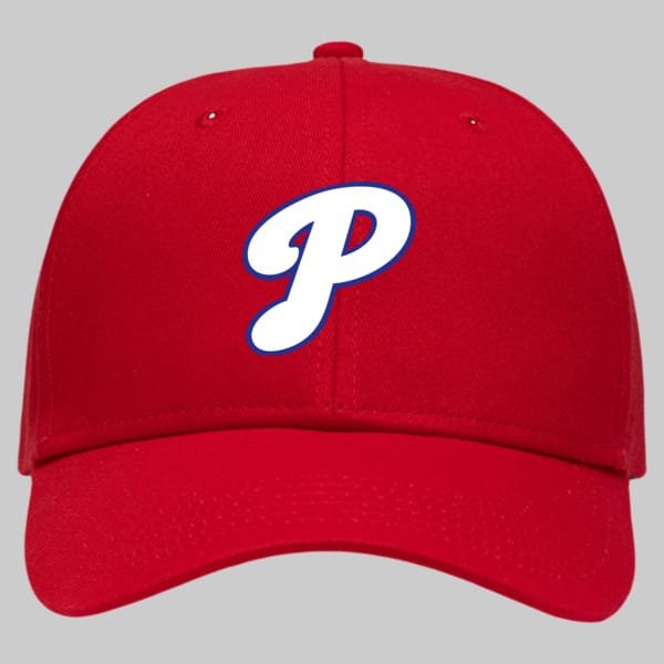 Red-Baseball-Cap-w-white-P | Greatest Of All Tees | GOAT