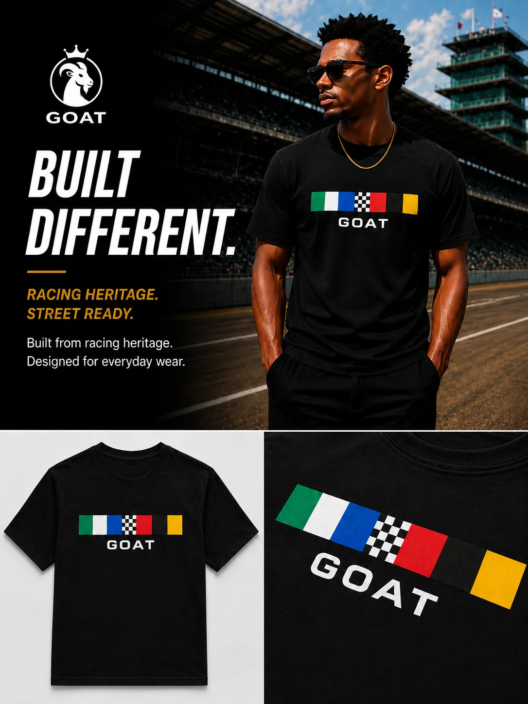GOAT Indy Racing Stripe Series Premium Tee