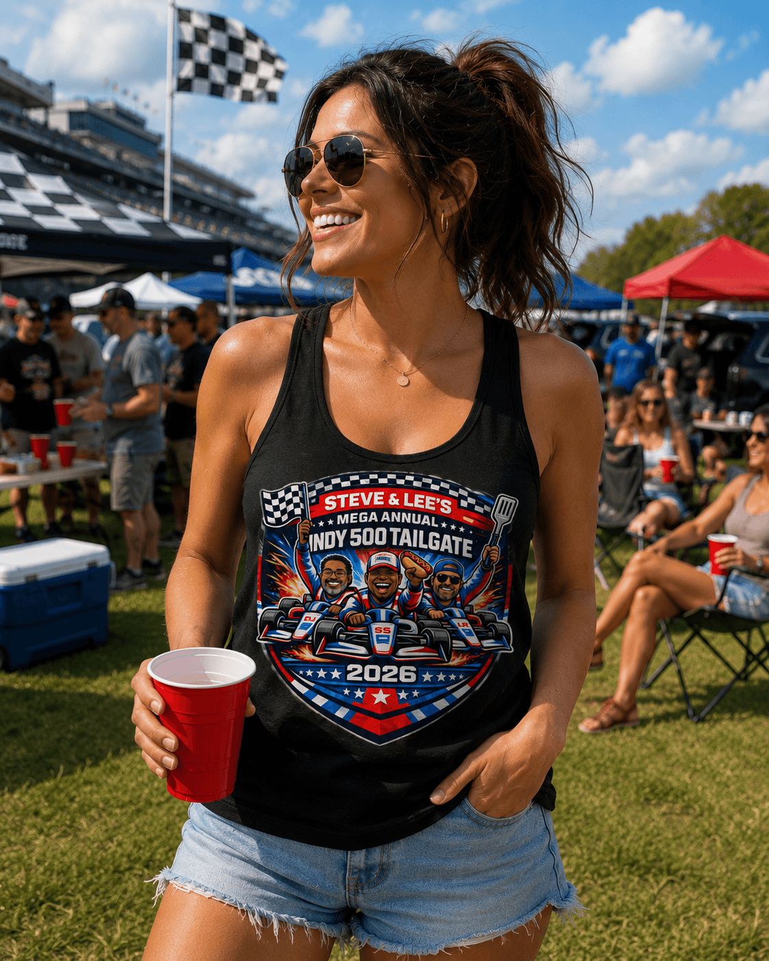 Indy Racing Mega Tailgate Party Racerback Tank Top