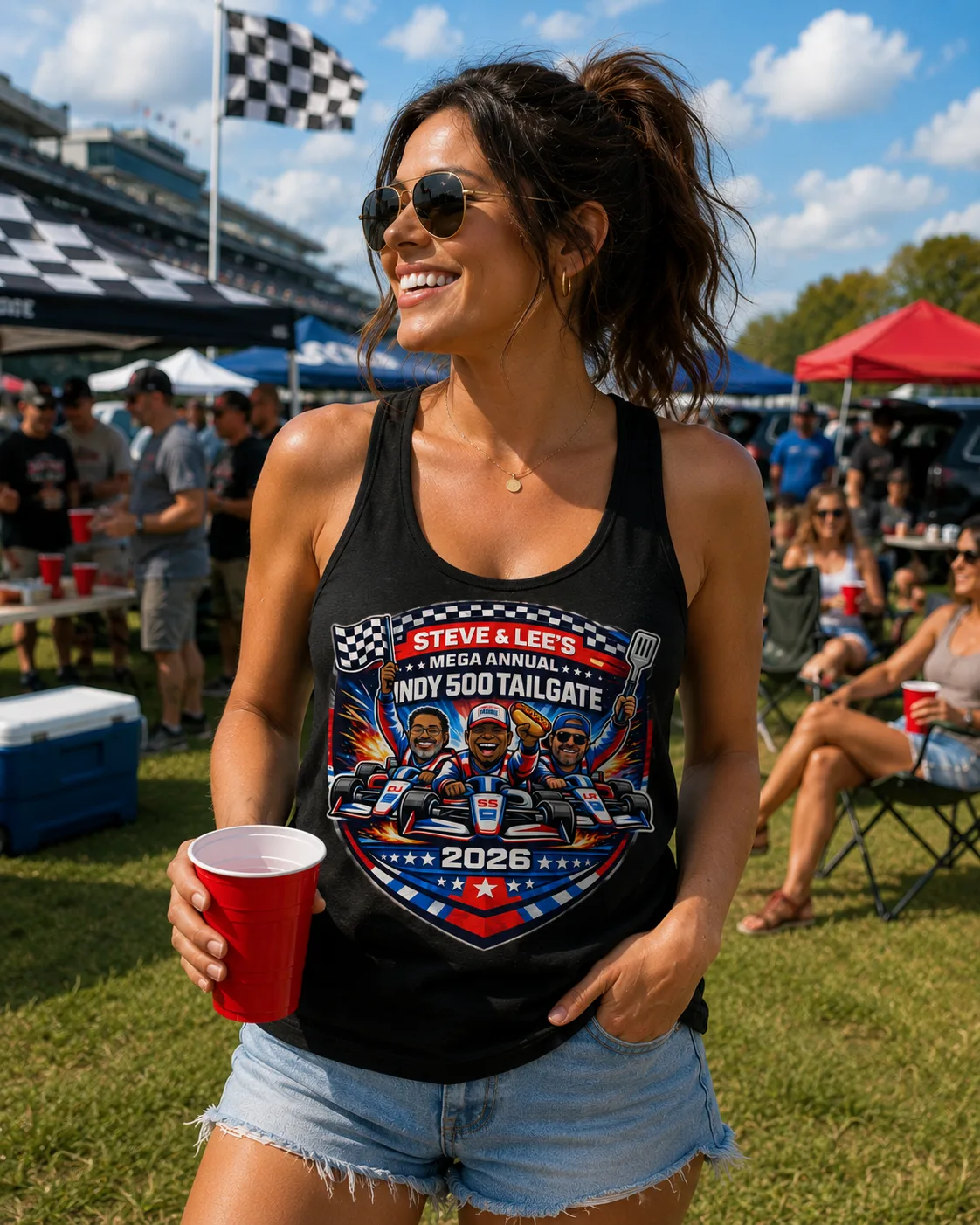 Indy Racing Mega Tailgate Party Racerback Tank Top