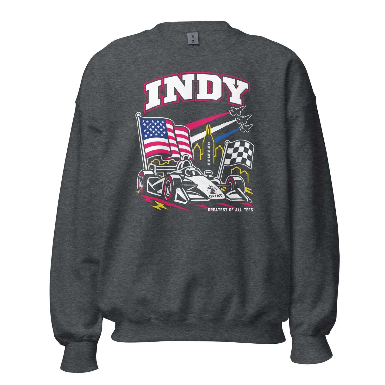unisex-crew-neck-sweatshirt-dark-heather-front-6a10f6c0cdf29jpg | Greatest Of All Tees | GOAT