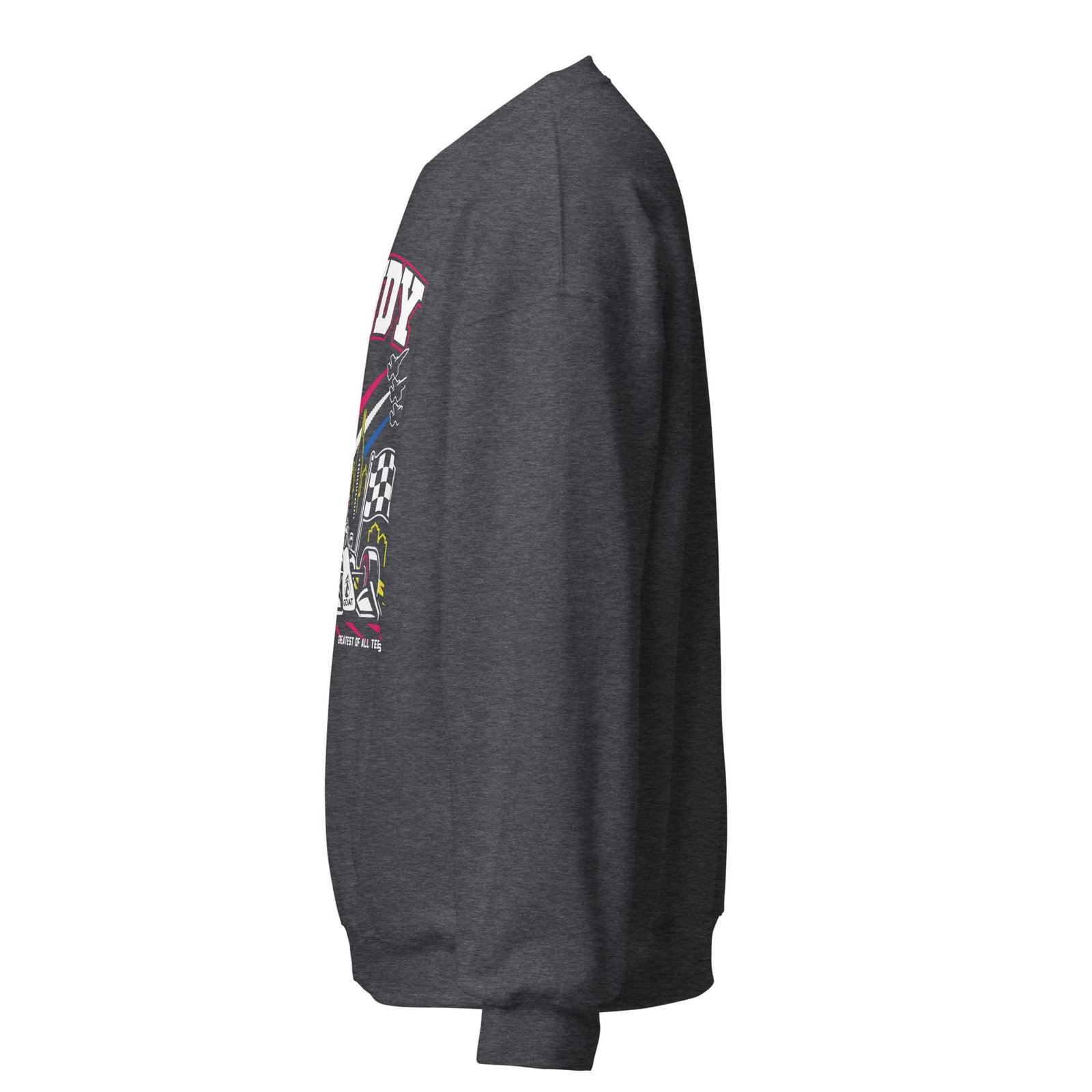 unisex-crew-neck-sweatshirt-dark-heather-left-6a10f6c0d141fjpg | Greatest Of All Tees | GOAT