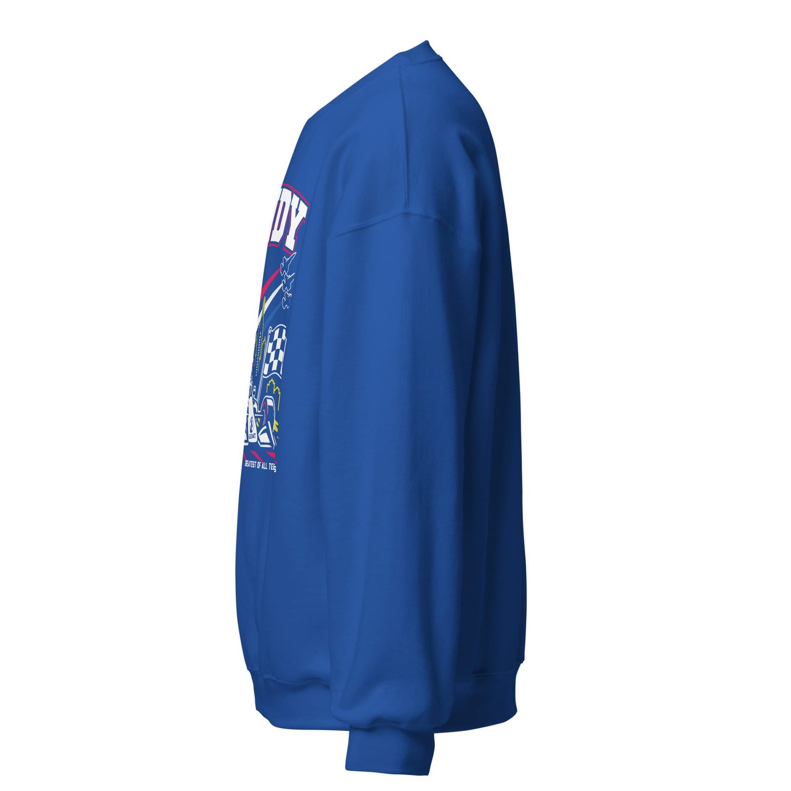 unisex-crew-neck-sweatshirt-royal-left-6a10f6c0dc0dejpg | Greatest Of All Tees | GOAT