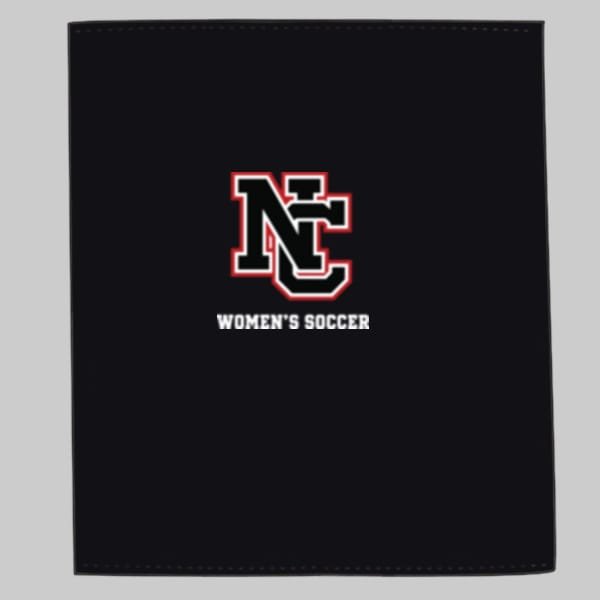 Gildan-Fleece-Stadium-Blanket-Black | Greatest Of All Tees | GOAT Black tote bag featuring the NC logo in white and red with the text 'WOMEN'S SOCCER' beneath.
